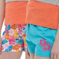 Board Angels Girls Two Pack AOP/Plain Shorts Multi/Turquoise