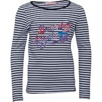 Board Angels Girls Striped Long Sleeve Top Navy/White