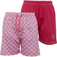 Board Angels Girls Daisy Print/Plain Two Pack Jersey Shorts Pink