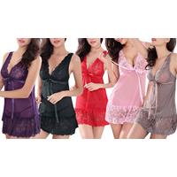 Bow-Detail Lace Babydoll - 5 Colours, 5 Sizes