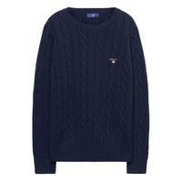 Boys Lambswool Cable Crewneck Jumper 3-8 Yrs - Evening Blue