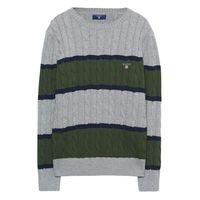 boys striped cable crewneck jumper 9 15 yrs grey melange