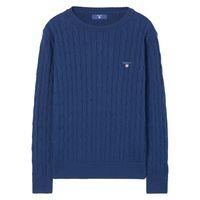 Boy Cotton Cable Crewneck Jumper - Evening Blue