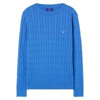 Boy Cotton Cable Crewneck Jumper - Palace Blue