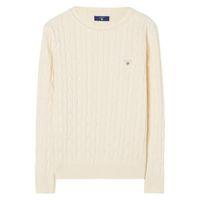 Boy Cotton Cable Crewneck Jumper - Cream