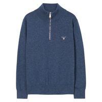 Boy Lightweight Cotton Half-zip - Dark Jeansblue Melange
