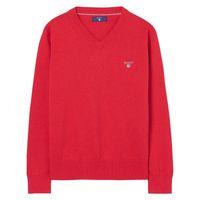 boy lightweight cotton v neck sweater bright red mel