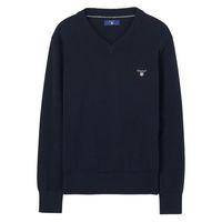 Boy Lightweight Cotton V-neck Sweater - Navy