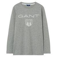 boy gant shield long sleeve t shirt grey melange