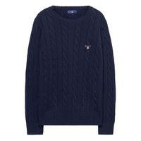 Boys Lambswool Cable Crewneck Jumper 9-15 Yrs - Evening Blue
