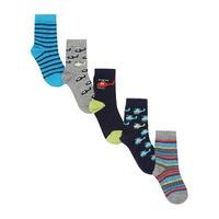 boys cotton rich ankle sock 5 pack in helicopter and stripe designs mu ...