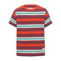 Boys 100% cotton short sleeve crew neckline red and blue stripe pattern t-shirt - Red