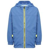 Boys blue contrasting exposed zip front pocket lightweight hooded jacket - Blue