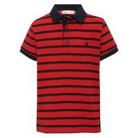 Boys 100% cotton short sleeve red and black stripe pattern polo shirt - Red