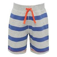 Boys cotton rich grey marl blue stripe pattern stretch drawstring waistband shorts - Grey Marl
