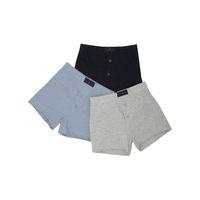 Boys loose fit cotton jersey button front classic style white grey and black boxer shorts - Multicolour