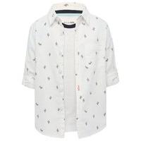 Boys Kite and Cosmic 100% cotton white cactus print long sleeve shirt and raglan t-shirt set - White
