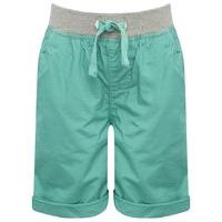 Boys 100% cotton grey marl drawstring elasticated waistpocket detail turn up hem shorts - Light Green