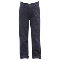 Boys dark navy blue full length turn up smart casual stretch cotton chino trousers - Navy