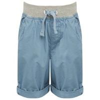 Boys 100% cotton grey marl drawstring elasticated waistpocket detail turn up hem shorts - Light Blue