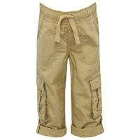 Boys classic neutral shade tie waistband with pockets and turn up hem unlined poplin trousers - Stone