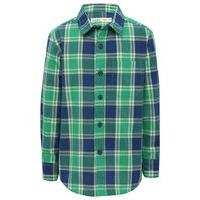 Boys green and blue long sleeve button down check print pure cotton shirt G - Green