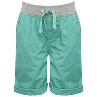 Boys 100% cotton grey marl drawstring elasticated waistpocket detail turn up hem shorts - Light Green