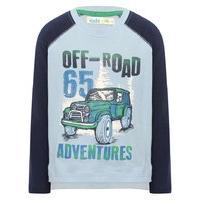 Boys blue long sleeve off road 65 adventures slogan pure cotton raglan t-shirt - Light Blue