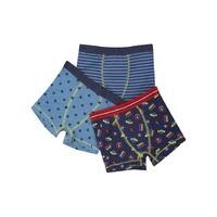 Boys multi colour space star and stripe pattern cotton rich boxer trunks three pack - Multicolour