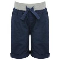 Boys 100% cotton grey marl drawstring elasticated waistpocket detail turn up hem shorts - Navy