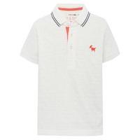 Boys Kite and Cosmic 100% cotton short sleeve textured finish knitted polo shirt - White