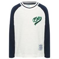 Boys long sleeve pull on contrasting blue epic slogan raglan t-shirt - Navy