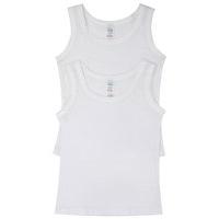 boys classic basic sleeveless plain white cotton vests tops 2 pack whi ...
