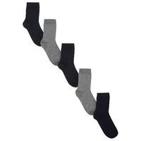 Boys classic cotton rich grey and black school everyday socks - 5 pack - Multicolour