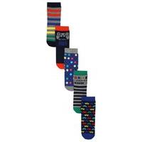 Boys Cotton Rich Colourful Stripe And Gaming Pattern Ankle Socks - 5 Pack - Multicolour