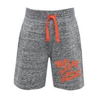 Boys cotton blend jersey charcoal marl stretch drawstring waistband brooklyn graphic shorts - Charcoal