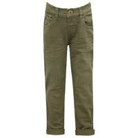 Boys full length coloured turn up adjustable waist five pocket detail stretch jeans - Khaki
