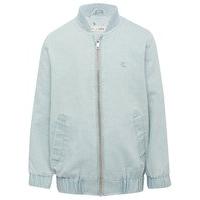 Boys Kite and Cosmic cotton blend blue denim long sleeve silver-toned exposed zip bomber jacket - Denim