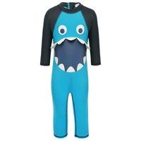 boys shark 34 sleeve 3d teeth and fin shark design upf 40 zip back sho ...