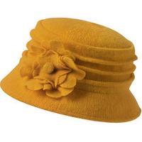 Boiled Wool Cloche Hat, Mustard, Wool