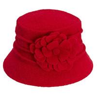Boiled Wool Cloche Hat, Red, Wool