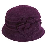 Boiled Wool Cloche Hat, Plum, Wool