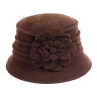 Boiled Wool Cloche Hat, Dark Chocolate, Wool