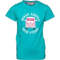 Board Angels Girls Front/Black Printed Camper Van T-Shirt Turquoise