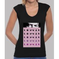 bowie woman, manga cut v-neck, black