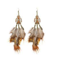 bohemia women enamel feather drop earrings