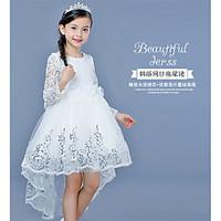 BONJEAN A-line Asymmetrical Flower Girl Dress - Lace Jewel with Bow(s) Flower(s)