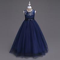 bonjean a line floor length flower girl dress organza jewel with lace