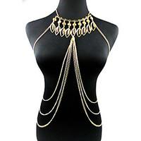 Body Jewelry Body Chain Alloy Leaf Fashion Gold Europe Multilayer Tassels Unique Necklace/pendant Bikini Harness