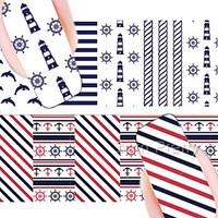 BORN PRETTY Anchor Stripe Nail Art Water Decals Transfer Stickers